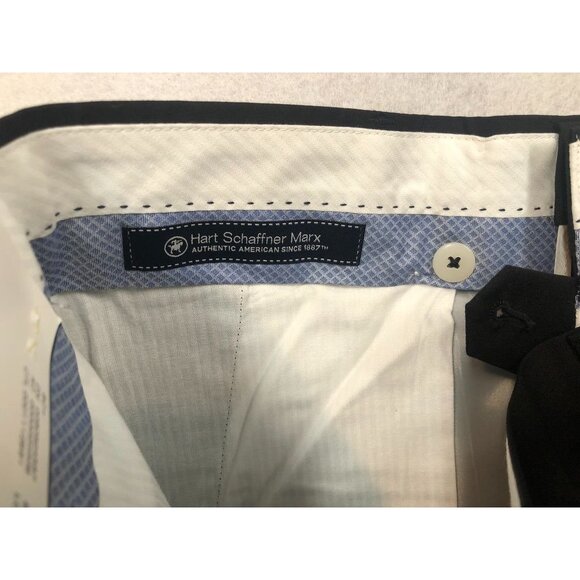 Hart Schaffner Marx 100% Worsted Wool Dress Pants Black Unhemmed Men's Size 34 R - Picture 7 of 9